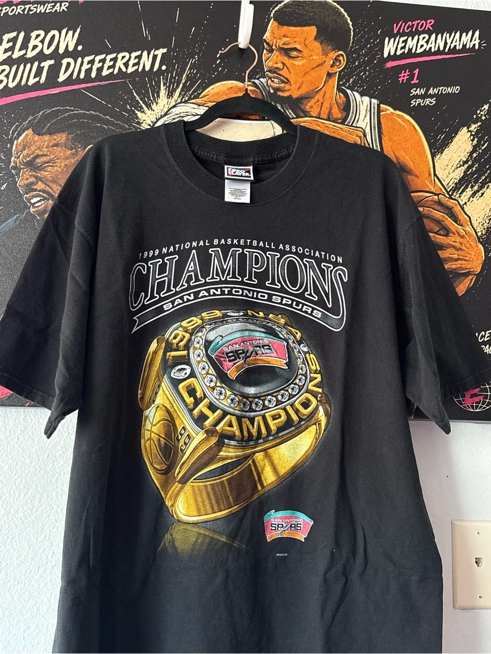 Pro Player Black Graphic Tee with Gold and Pink Ring Artwork